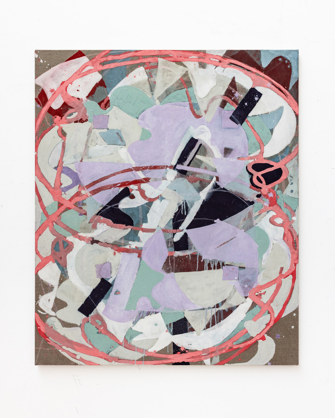 Detail of The Present iii, 2026, Sarah Pickstone, distemper on linen. BJ Deakin Photography